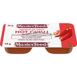 SAUCE SQZ PTS HOT CHILLI MASTERFOODS 14GM X 100