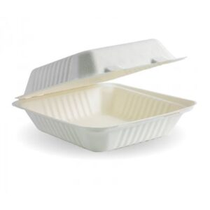 SUGAR-CANE LARGE DINNER BOX 200 9" CLAMSHELL WAR ON WASTE