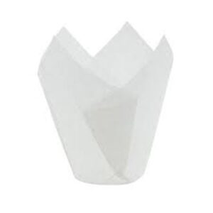 WHITE TULIP MUFFIN CUPS 60MMx55MM (500)  (L10)(P50)