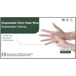 GLOVES VINYL BLUE P/FREE MEDIUM 100PK (10) DISH HQ