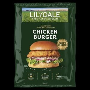 CHICKEN BREAST BURGER FREE RANGE LILYDALE 1KG (6) (L12)(P72)