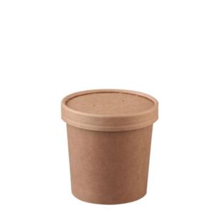 BROWN FOOD CONTAINER SOUP KRAFT 16OZ (500 ML)+ LIDS COMBO 250PK