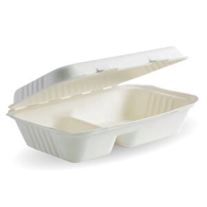 BIOWAY-SUGAR CANE 2 COMPARTMENT LARGE SNACK BOX NATURAL (250)