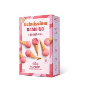 GELATISSIMO BAMBINO RASPBERRY SORBET MINIS 6 PER BOX 180MLS (10)