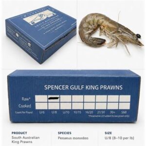 PRAWNS WHOLE U8 GREEN PRAWN 5KG OCEAN CAUGHT