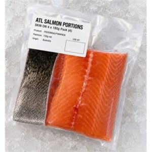 ATL SALMON PORTIONS SKIN ON 720GM (4x180g per packet) (A)
