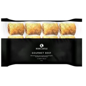 BEEF PARTY ROLLS 50GM 4X12 BOSCASTLE (SAUSAGE ROLL)