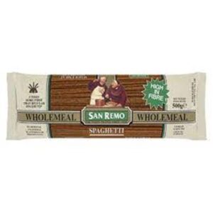 PASTA SPAGHETTI WHOLEMEAL SAN REMO 130 500GM (20)