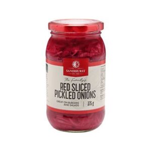 ONIONS RED SLICED PICKLED SANDHURST (6 X 375G)