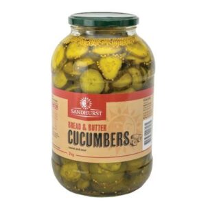 BREAD & BUTTERED CUCUMBERS CRINKLE (SLICED PICKLES ) SANDHURST 2KG (6)  (L13) (P52)
