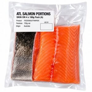 ATL SALMON PORTIONS SKIN ON 720GM (4x180g per packet) (A)